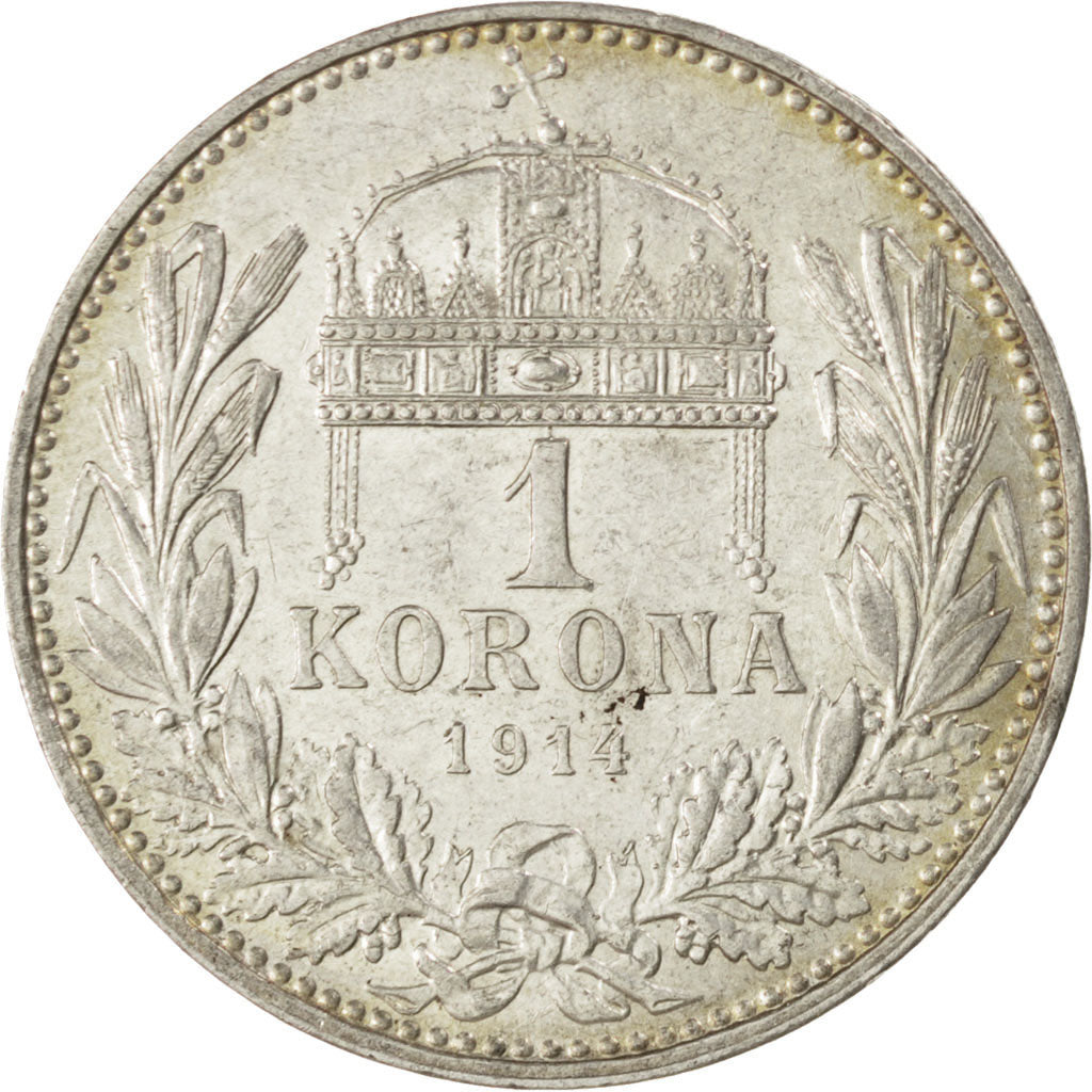 HUNGARY, Korona, 1914, Kremnitz, KM #492, MS(63), Silver, 5.01