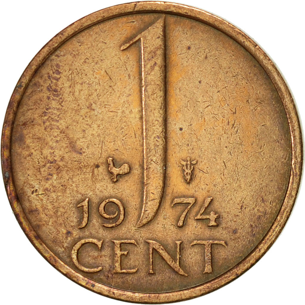 Coin, Netherlands, Juliana, Cent, 1974, AU(50-53), Bronze, KM:180