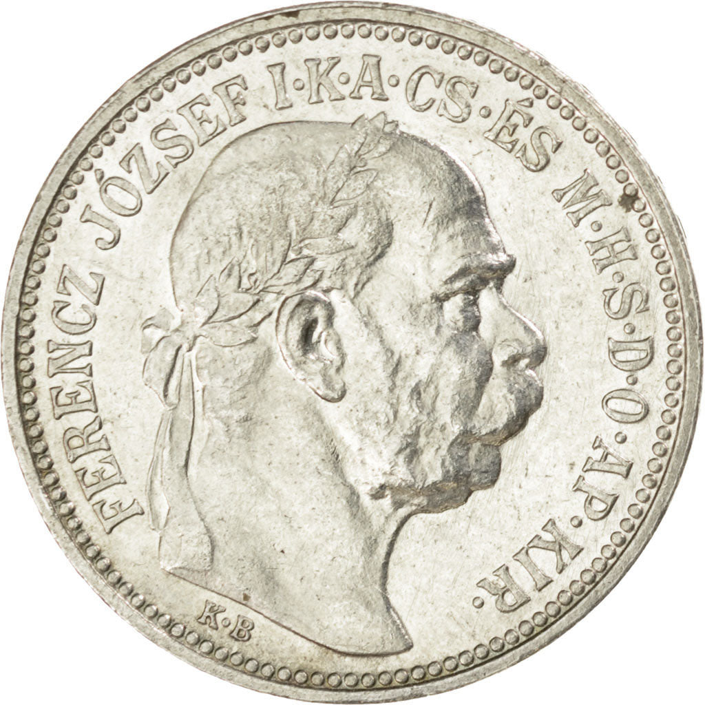 HUNGARY, Korona, 1916, Kremnitz, KM #492, MS(63), Silver, 4.96