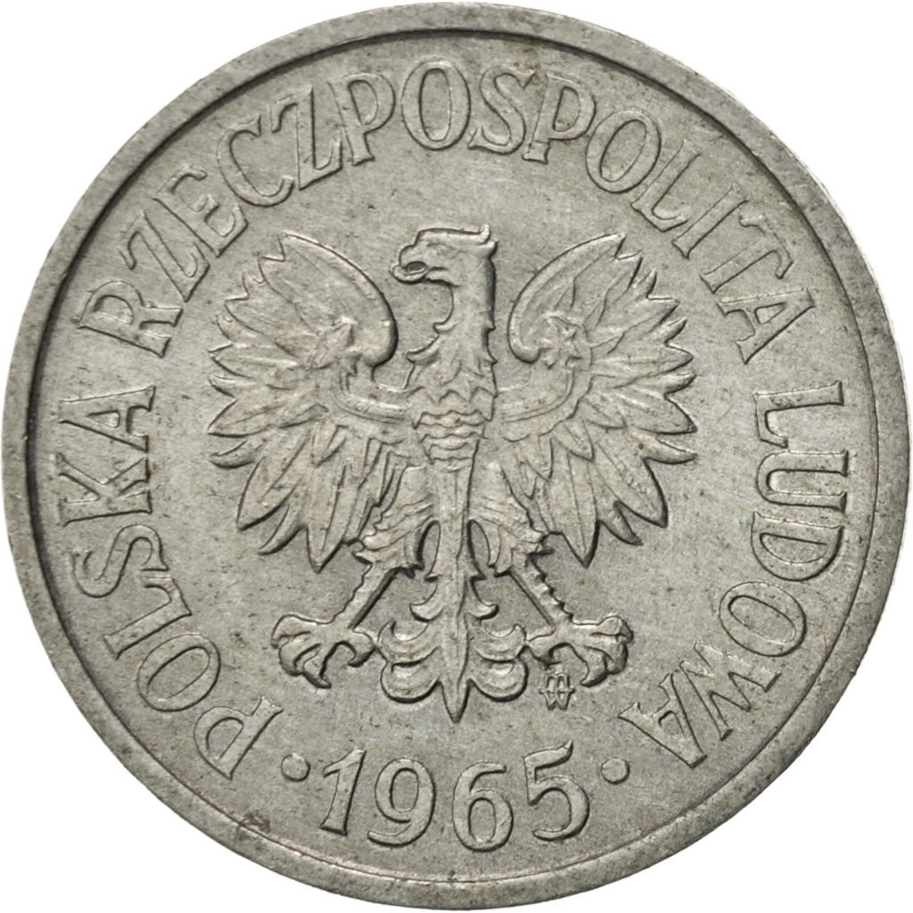 Coin, Poland, 20 Groszy, 1965, Warsaw, AU(55-58), Aluminum, KM:A47