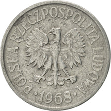 Poland, 20 Groszy, 1968, Warsaw, AU(55-58), Aluminum, KM:A47