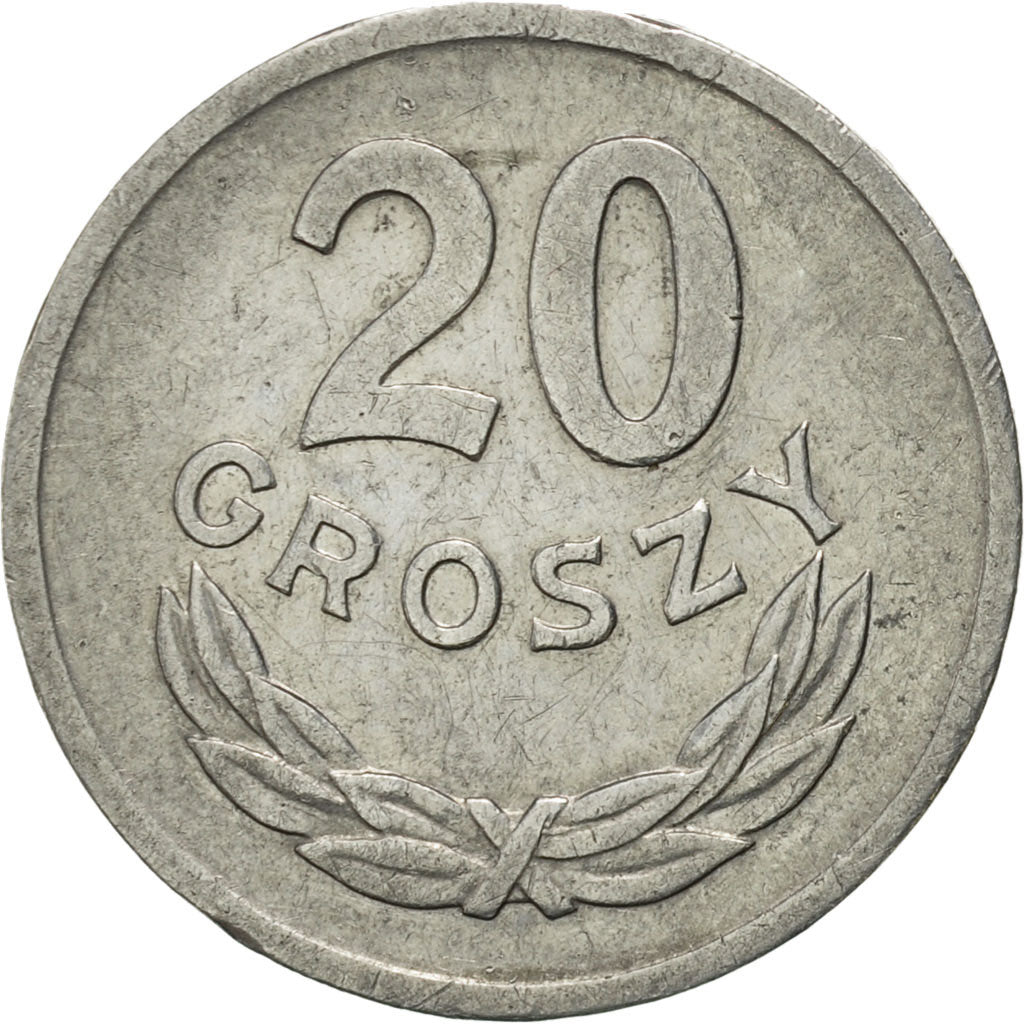 Moneta, Polska, 20 Groszy, 1971, Warsaw, AU(55-58), Aluminium, KM:A47