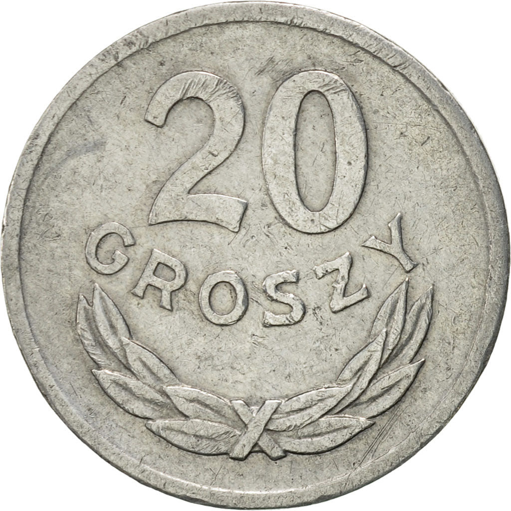 Moneta, Polska, 20 Groszy, 1972, Warsaw, AU(55-58), Aluminium, KM:A47