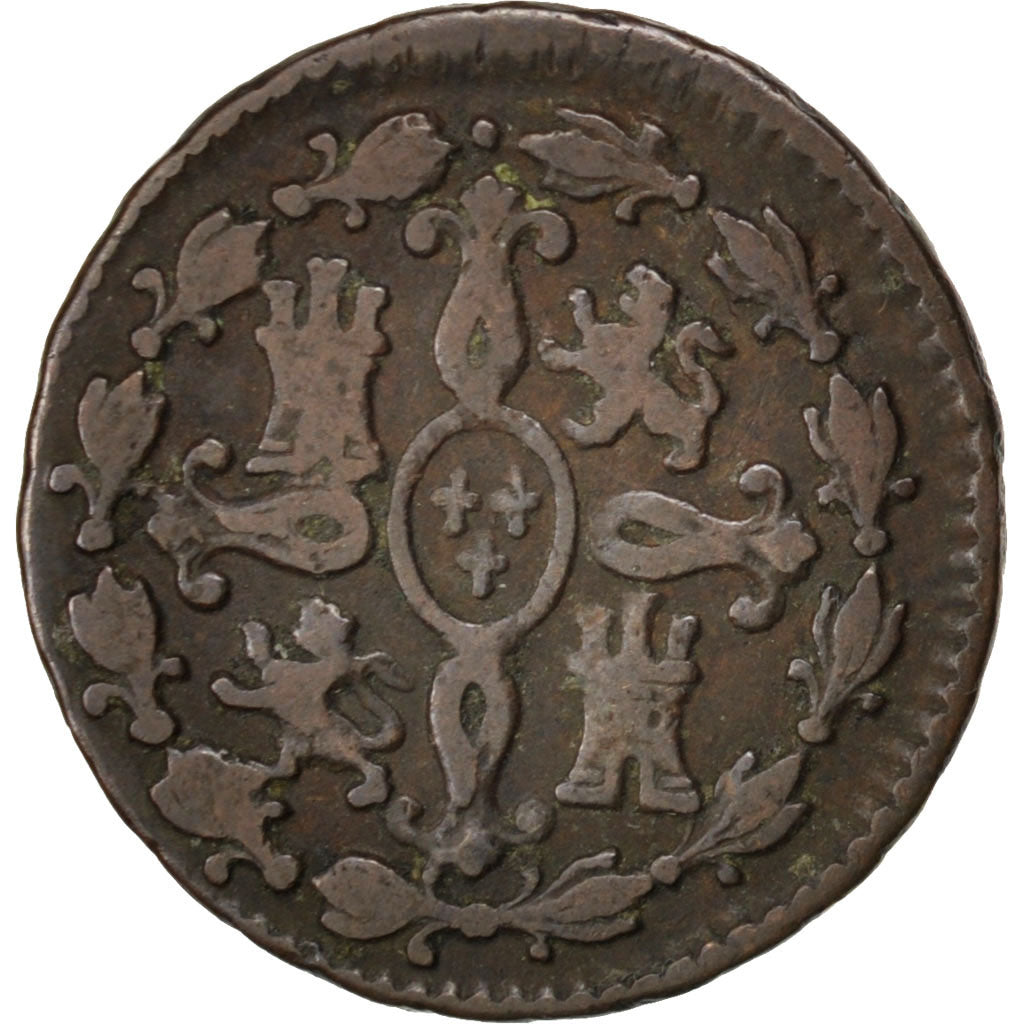 Spain, 2 Maravedis, 1796, Ségovie, KM #426, EF(40-45), Copper, 2.43