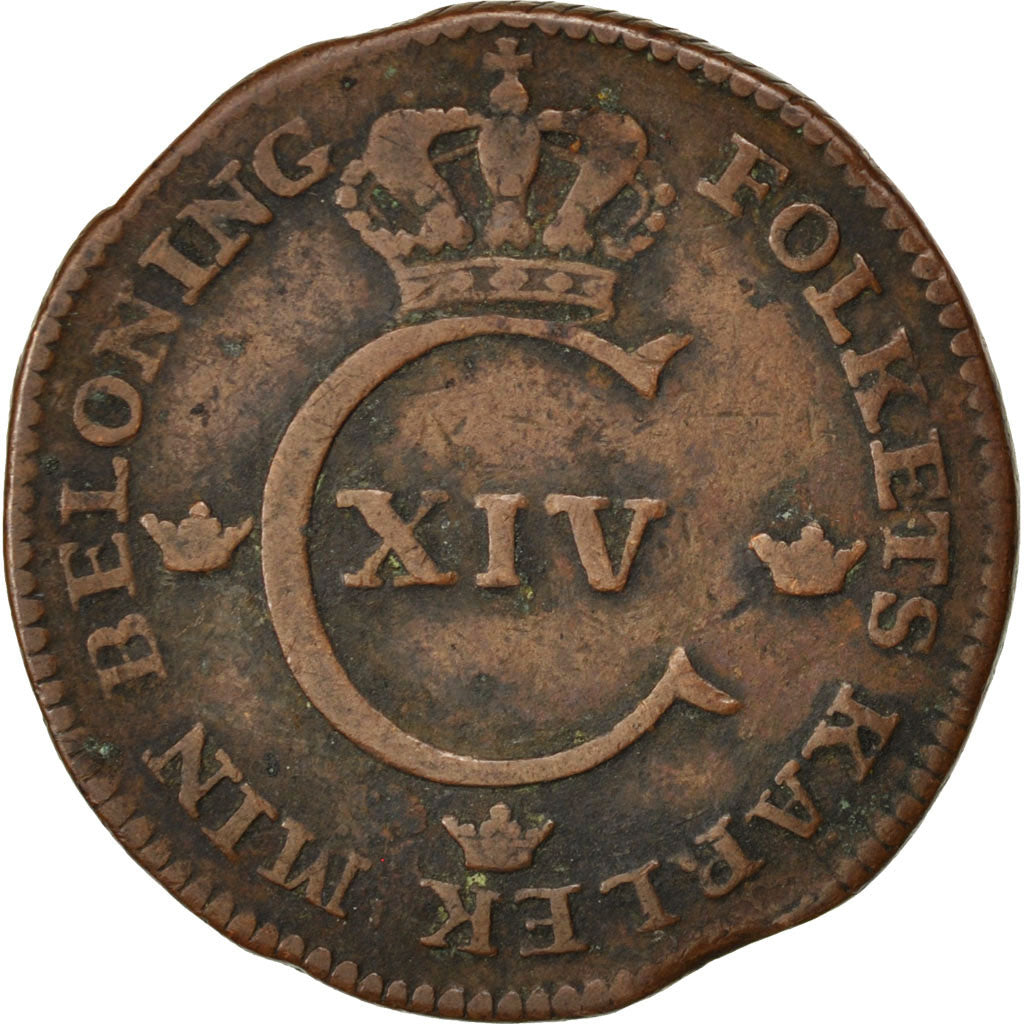 SWEDEN, 1/2 Skilling, 1829, KM #596, EF(40-45), Copper, 29.35-30.5, 7.82