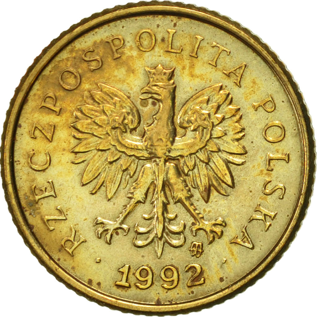 Coin, Poland, Grosz, 1992, Warsaw, AU(55-58), Brass, KM:276