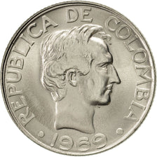 Coin, Colombia, 20 Centavos, 1969, AU(55-58), Nickel Clad Steel, KM:237