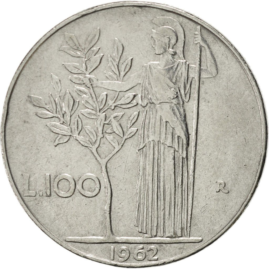 Coin, Italy, 100 Lire, 1962, Rome, AU(55-58), Stainless Steel, KM:96.1