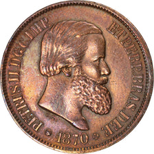 BRAZIL, 20 Reis, 1870, KM #474, AU(50-53), Bronze, 25.39, 6.85