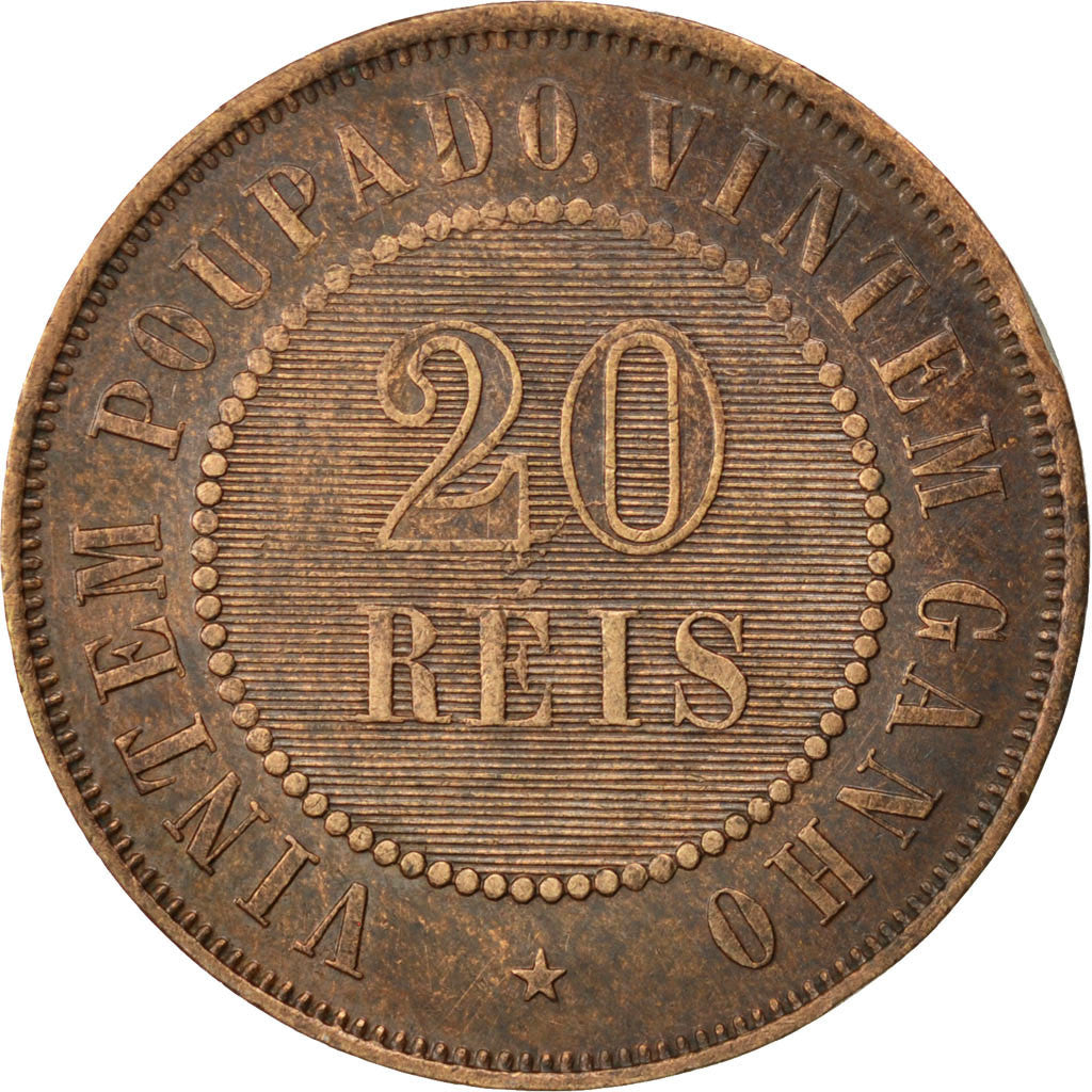 Coin, Brazil, 20 Reis, 1910, AU(55-58), Bronze, KM:490