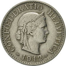 Switzerland, 10 Rappen, 1912, Bern, AU(50-53), Copper-nickel, KM:27