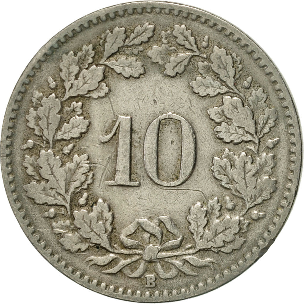 Switzerland, 10 Rappen, 1912, Bern, AU(50-53), Copper-nickel, KM:27