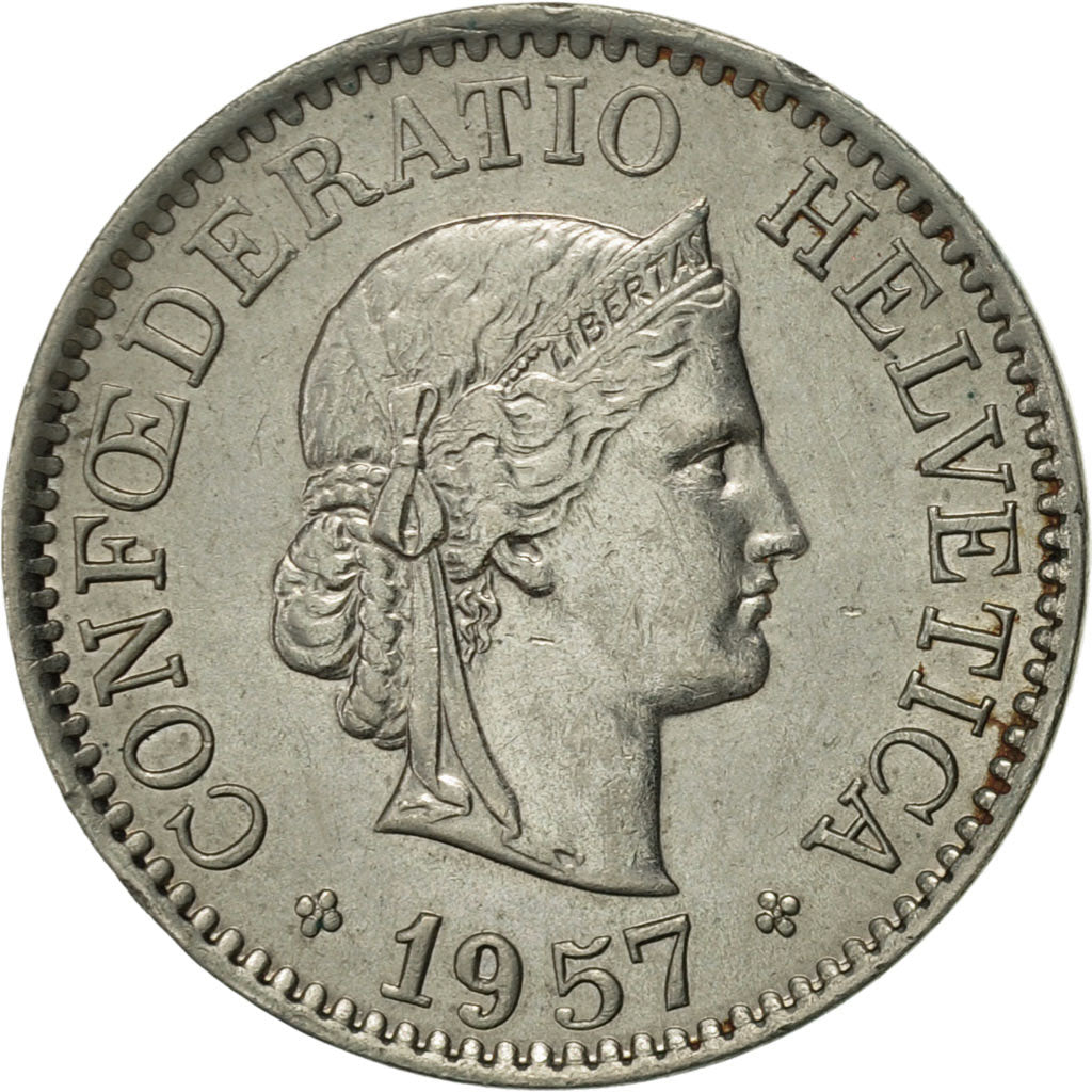 Moneta, Svizzera, 10 Rappen, 1957, Bern, BB+, Rame-nichel, KM:27