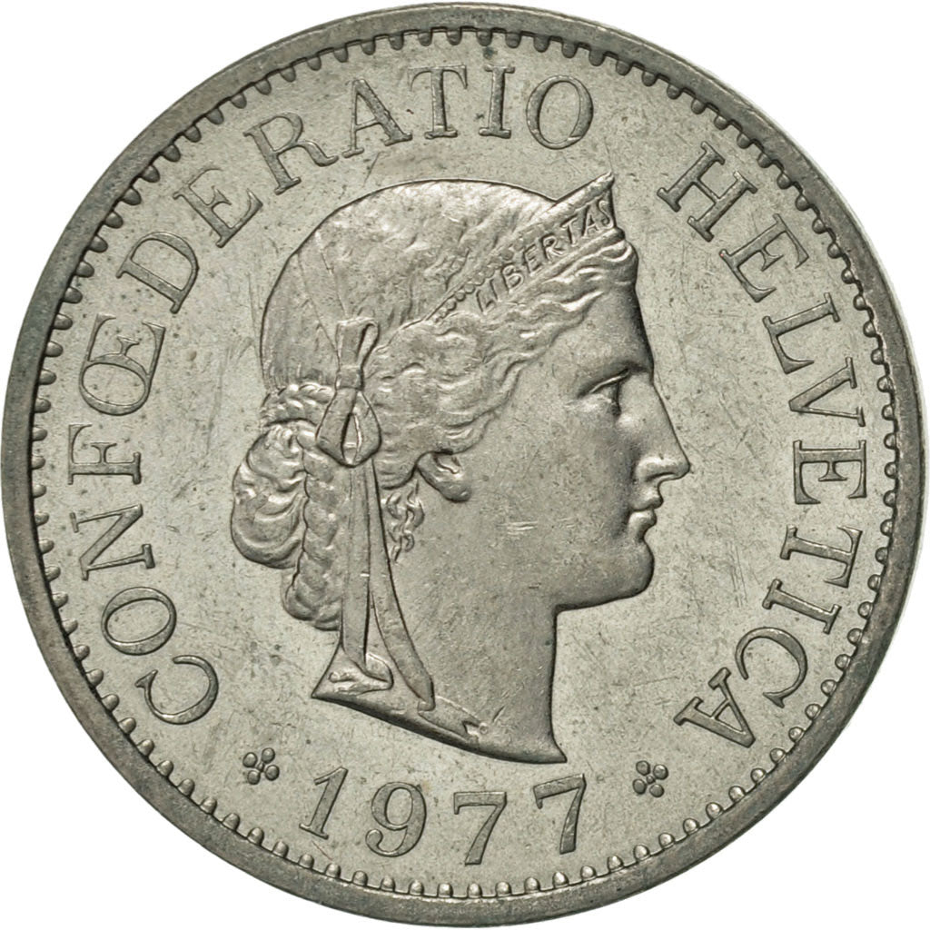Coin, Switzerland, 10 Rappen, 1977, Bern, AU(50-53), Copper-nickel, KM:27