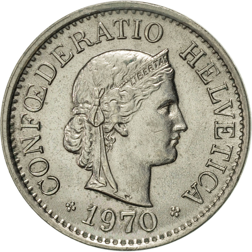 Coin, Switzerland, 10 Rappen, 1970, Bern, AU(50-53), Copper-nickel, KM:27