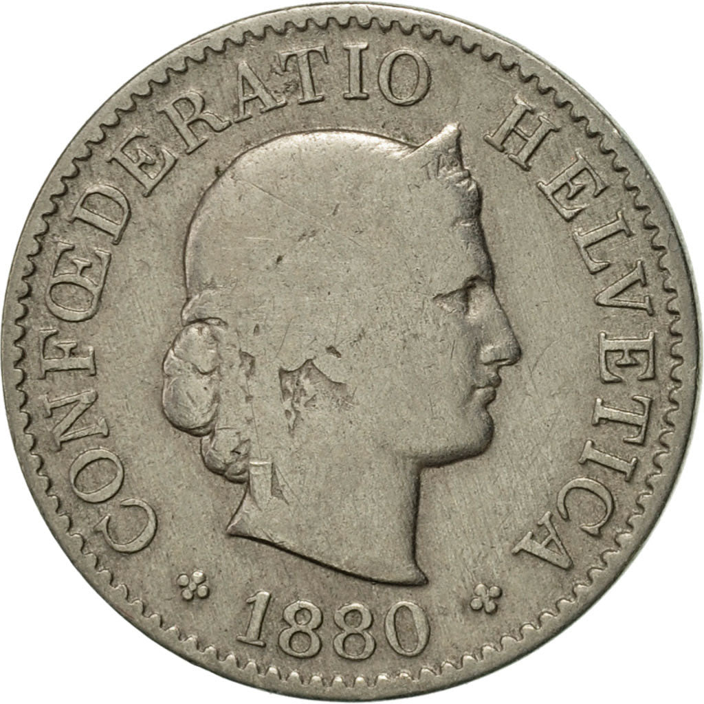 Coin, Switzerland, 5 Rappen, 1880, Bern, VF(20-25), Copper-nickel, KM:26