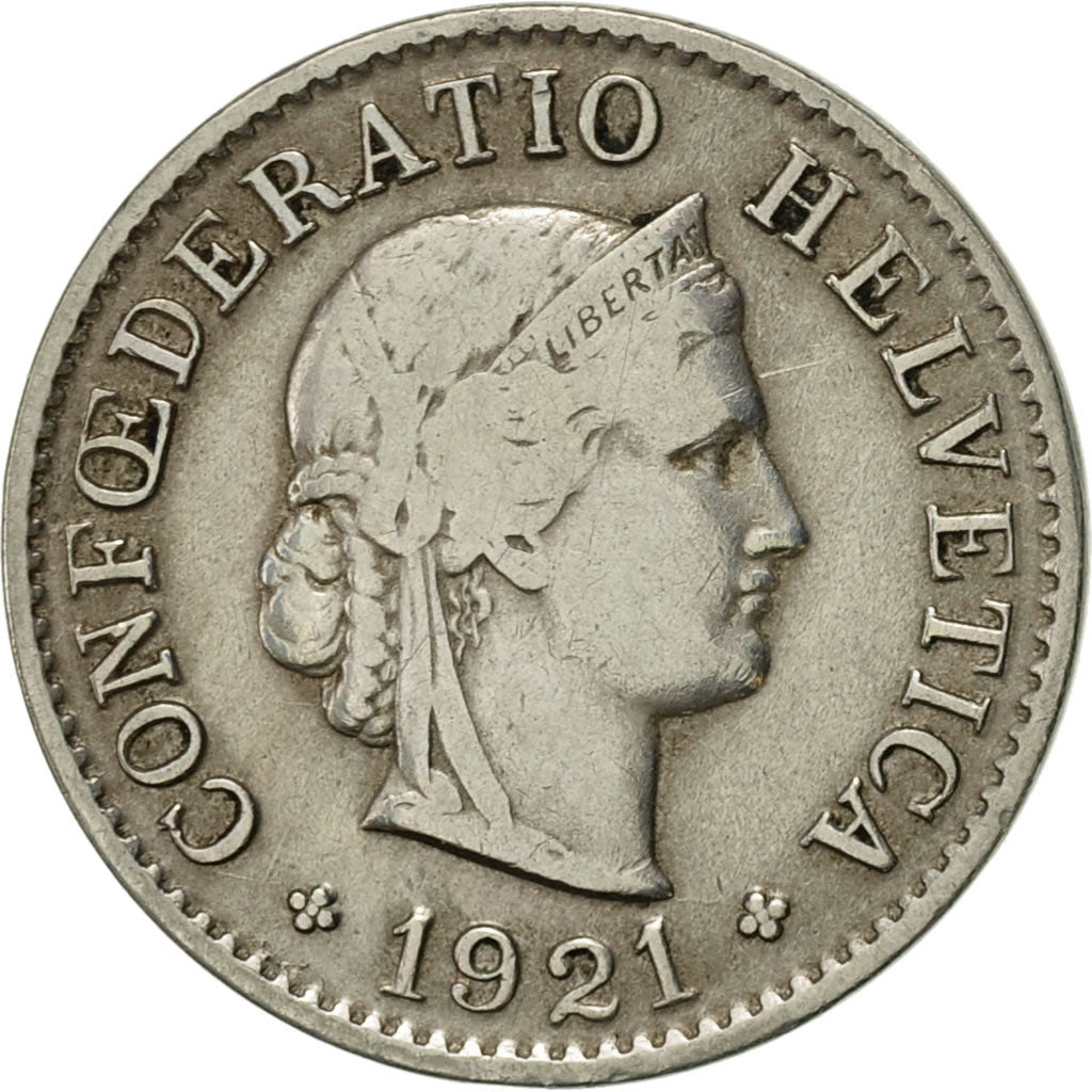 Coin, Switzerland, 5 Rappen, 1921, Bern, EF(40-45), Copper-nickel, KM:26