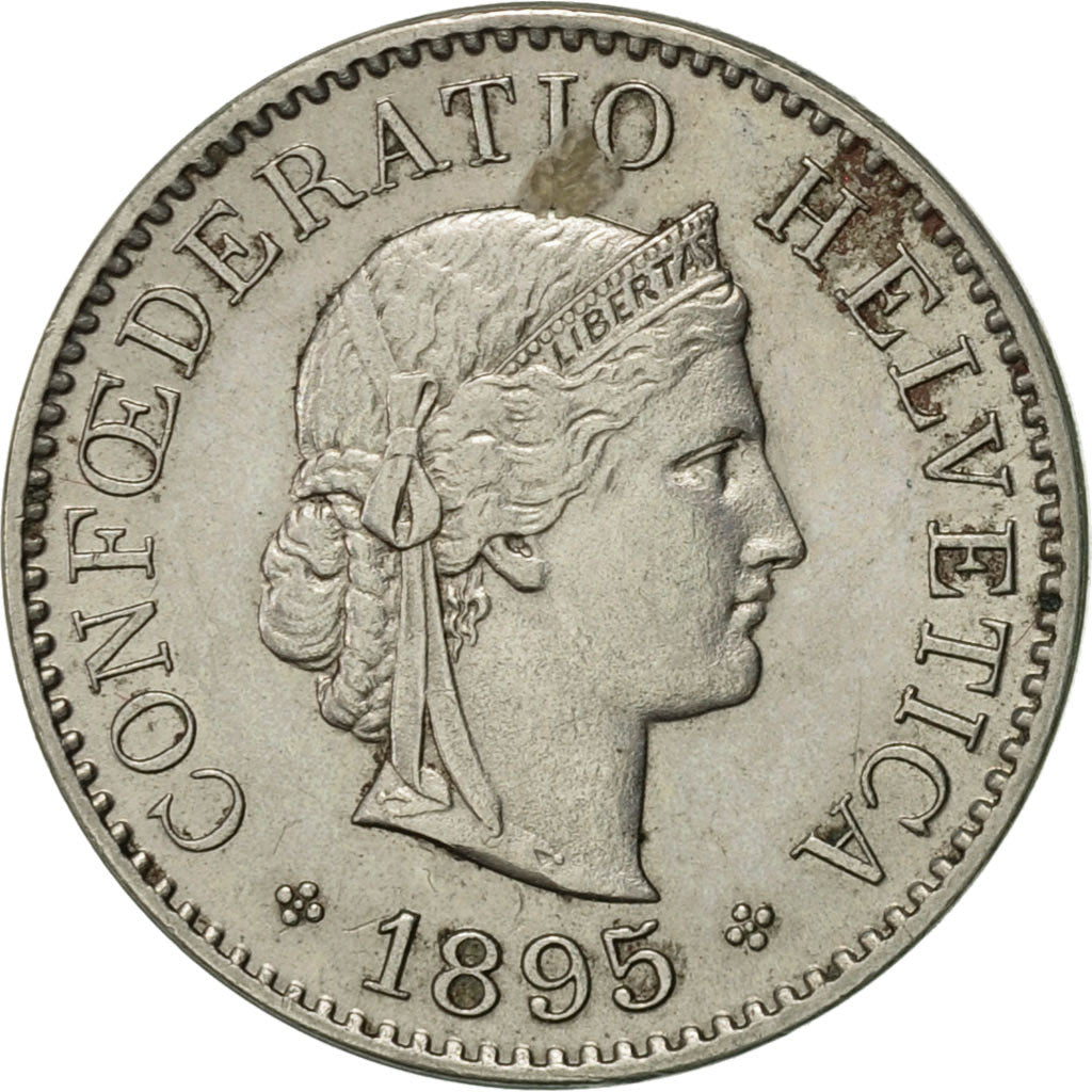 Switzerland, 5 Rappen, 1895, Bern, AU(50-53), Copper-nickel, KM:26