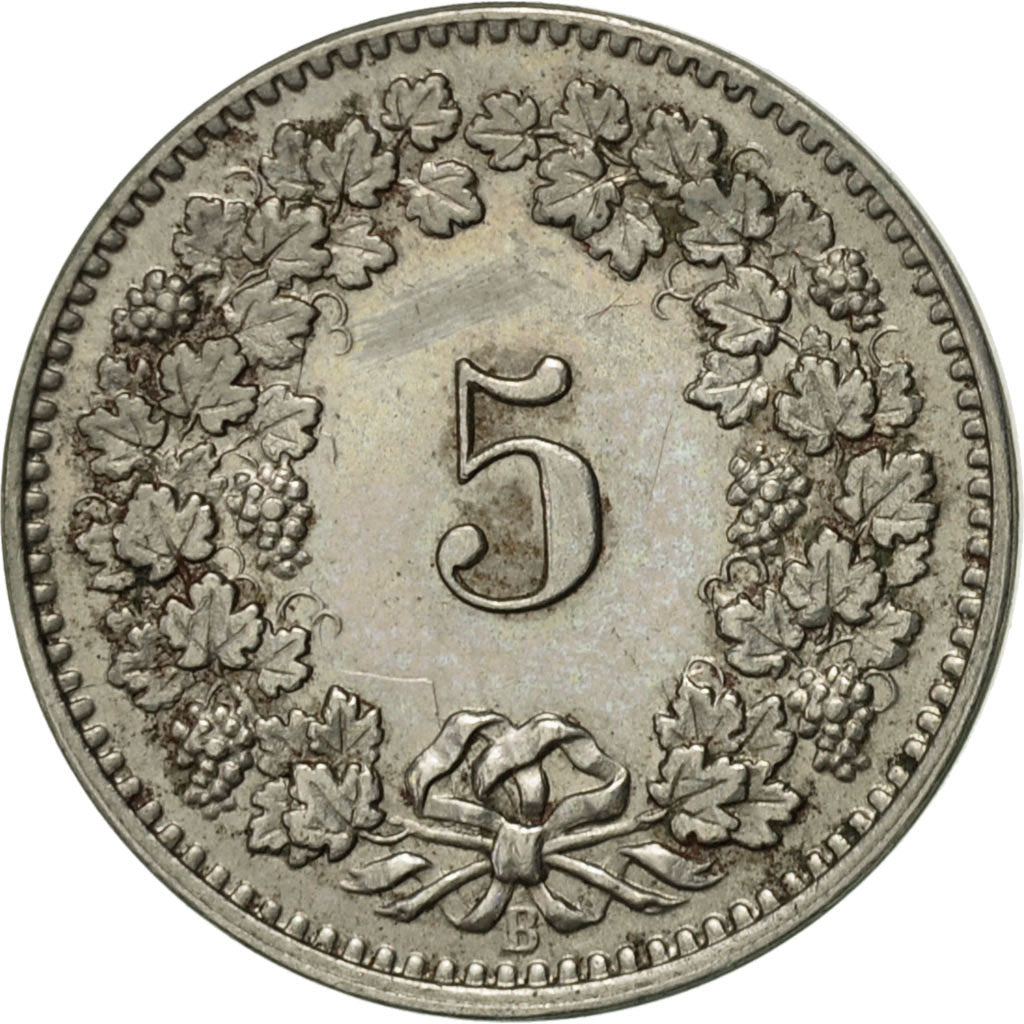 Switzerland, 5 Rappen, 1895, Bern, AU(50-53), Copper-nickel, KM:26