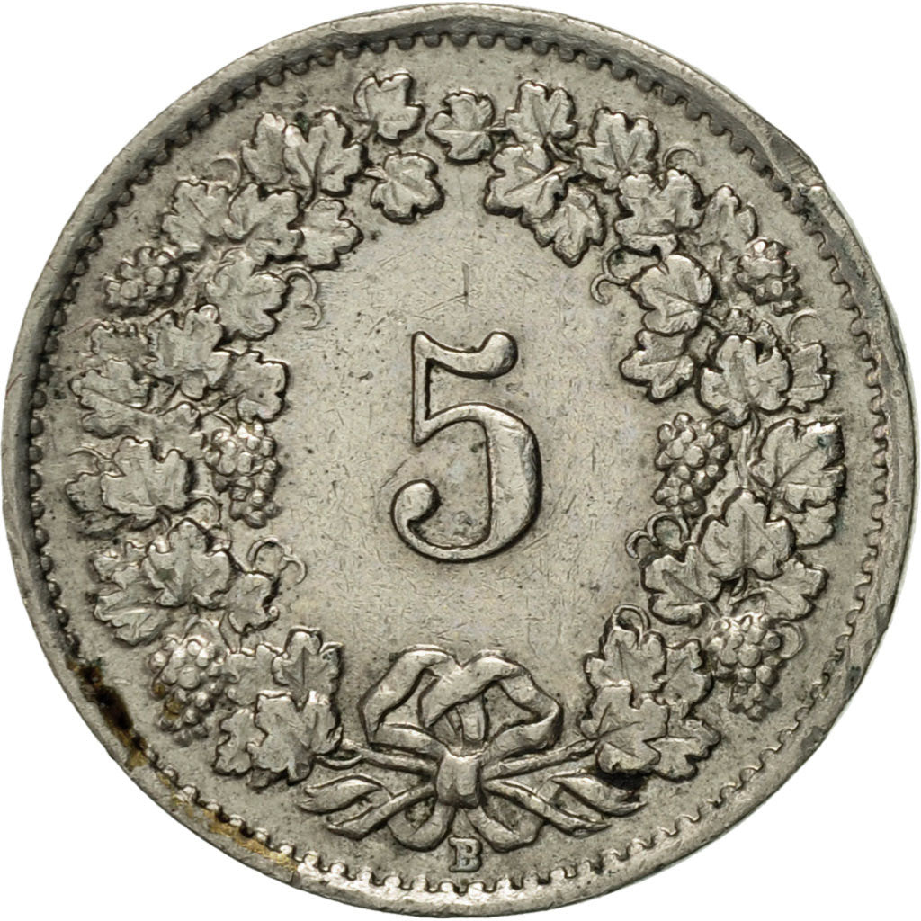 Switzerland, 5 Rappen, 1945, Bern, AU(50-53), Copper-nickel, KM:26