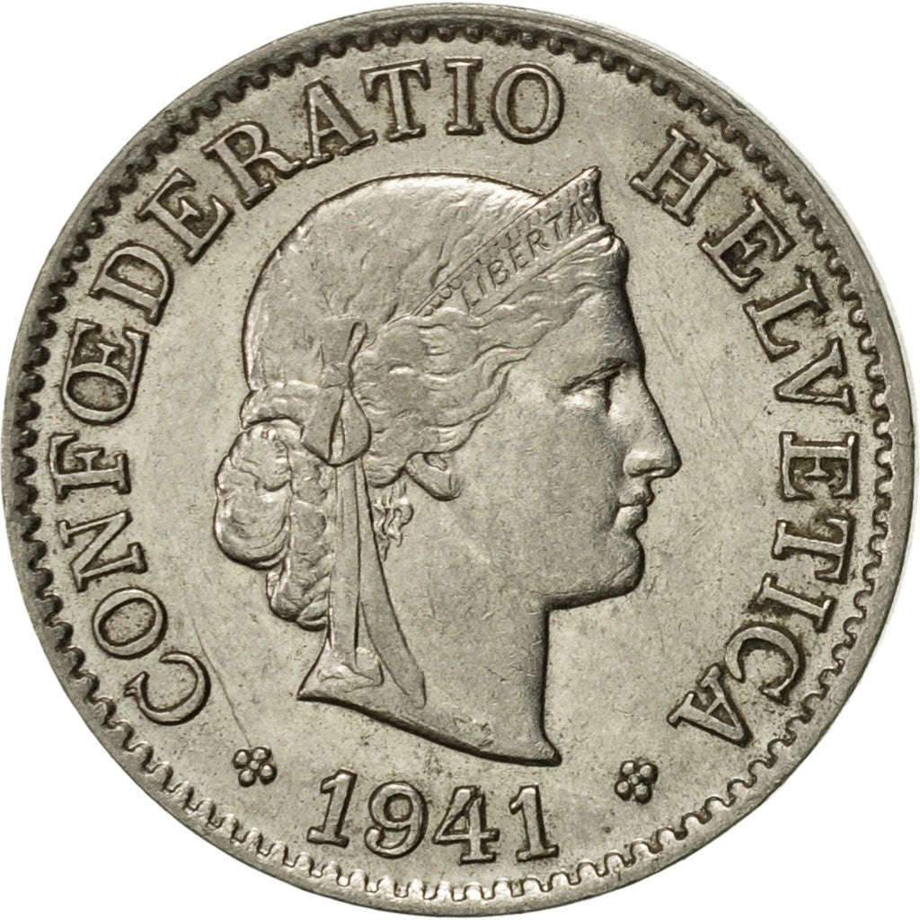 Switzerland, 5 Rappen, 1941, Bern, AU(50-53), Nickel, KM:26b