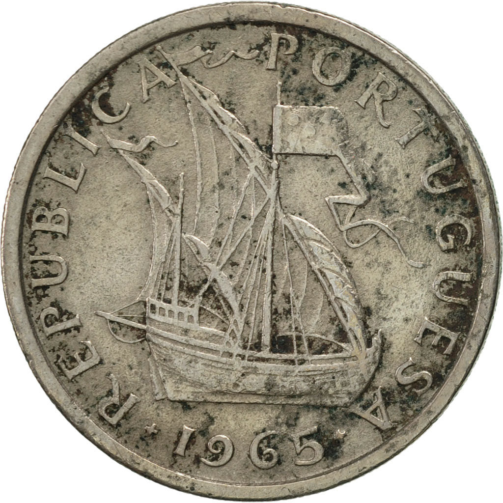 Coin, Portugal, 5 Escudos, 1965, EF(40-45), Copper-nickel, KM:591