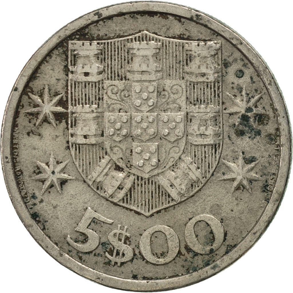 Coin, Portugal, 5 Escudos, 1965, EF(40-45), Copper-nickel, KM:591