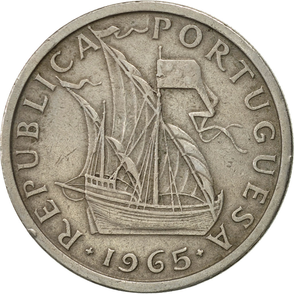 Portugal, 5 Escudos, 1965, AU(50-53), Copper-nickel, KM:591
