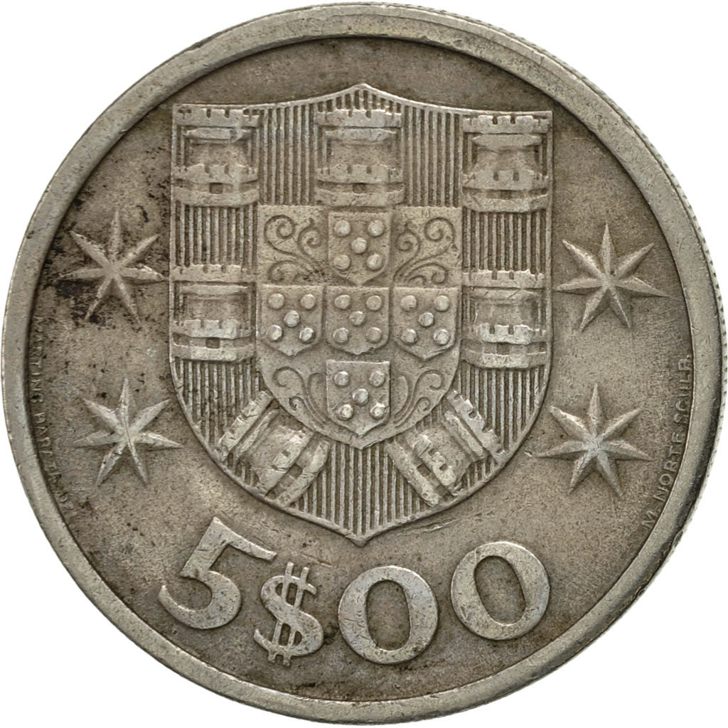 Portugal, 5 Escudos, 1965, AU(50-53), Copper-nickel, KM:591