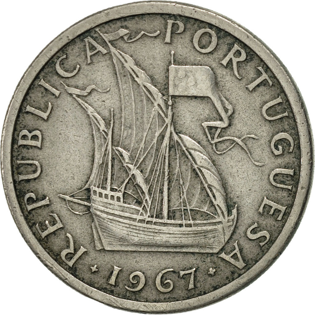 Portugal, 5 Escudos, 1967, AU(50-53), Copper-nickel, KM:591