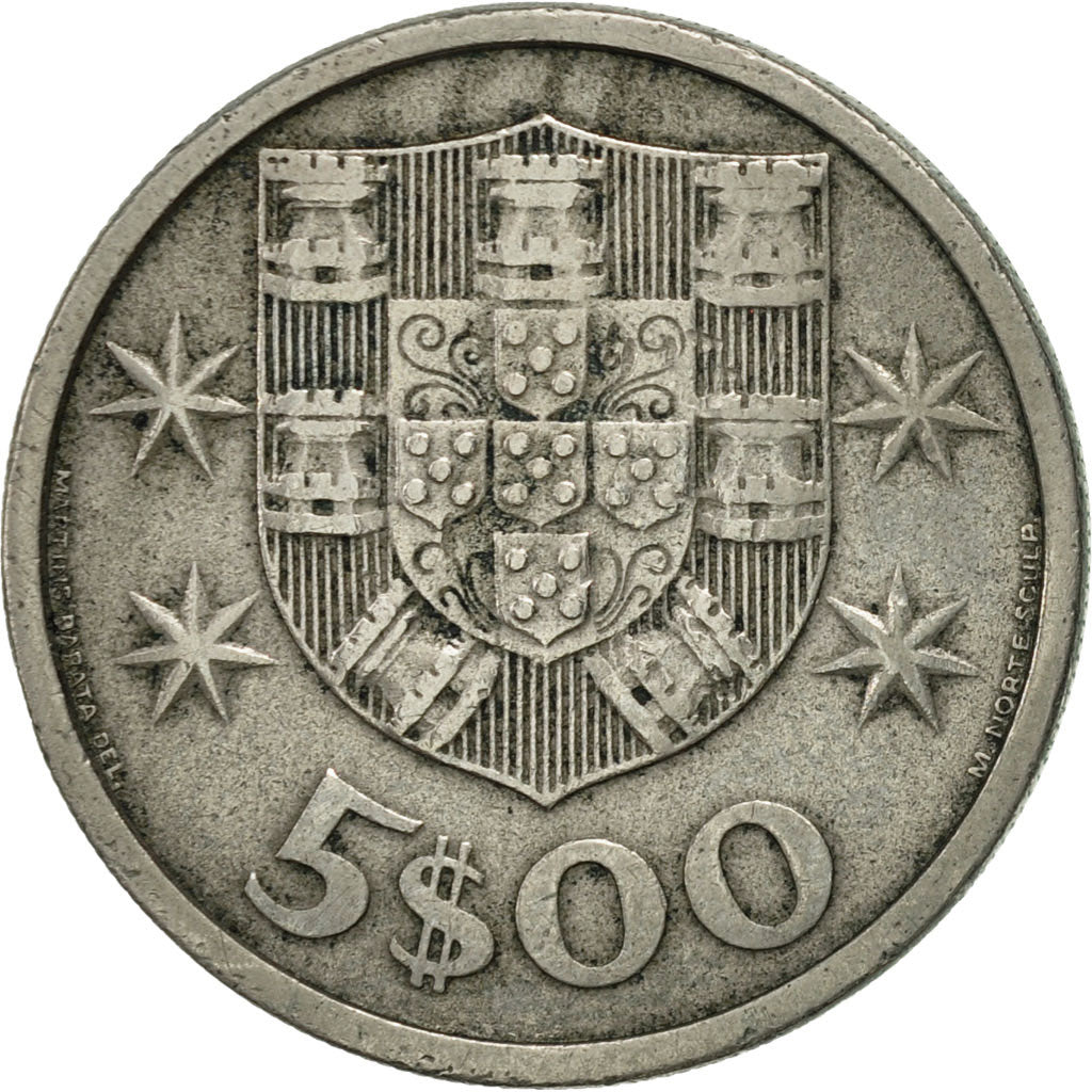 Portugal, 5 Escudos, 1967, AU(50-53), Copper-nickel, KM:591