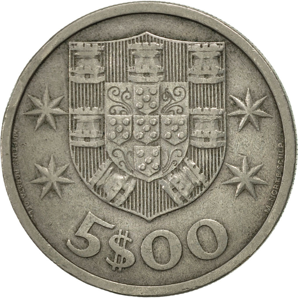 Moneda, Portugal, 5 Escudos, 1970, MBC+, Cobre - níquel, KM:591