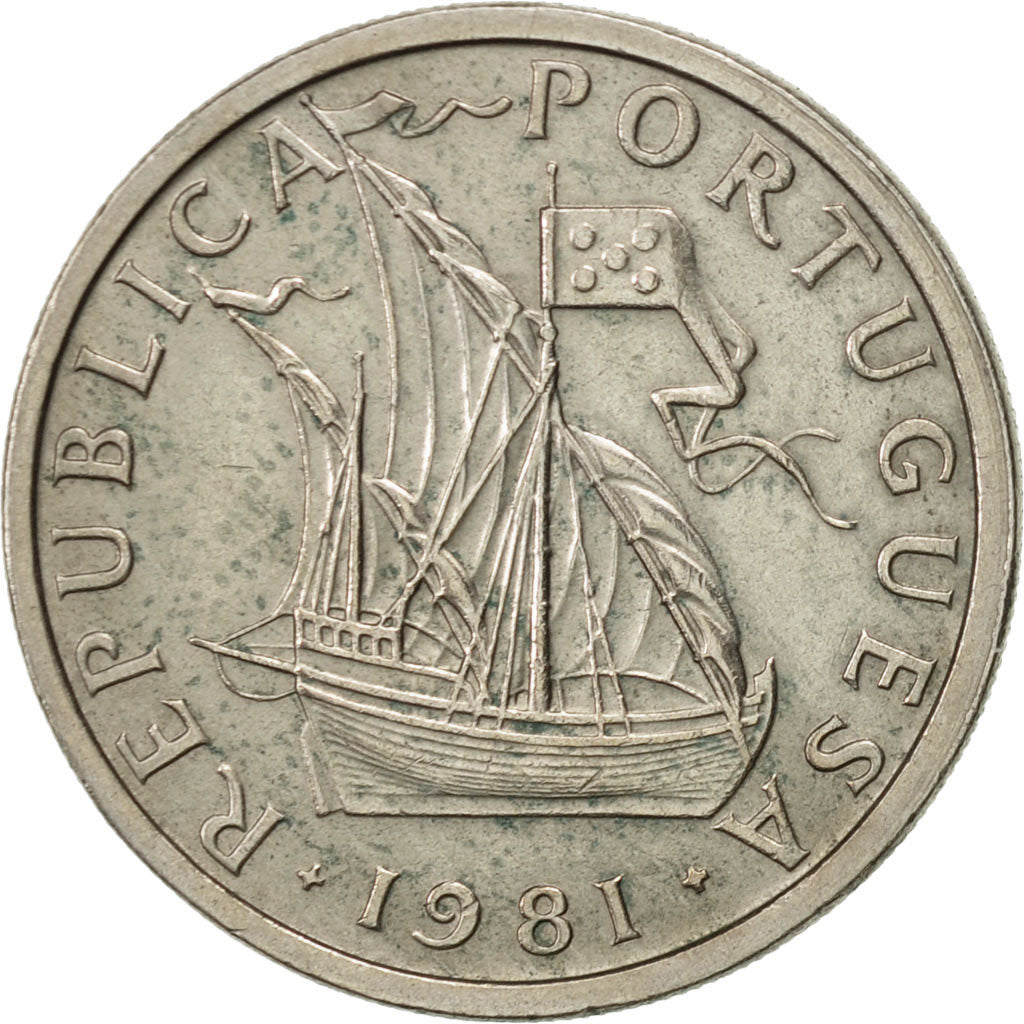 Coin, Portugal, 5 Escudos, 1981, AU(50-53), Copper-nickel, KM:591