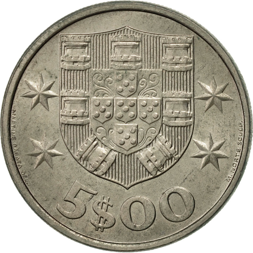 Coin, Portugal, 5 Escudos, 1982, AU(50-53), Copper-nickel, KM:591