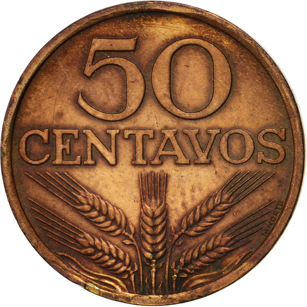 Coin, Portugal, 50 Centavos, 1977, EF(40-45), Bronze, KM:596