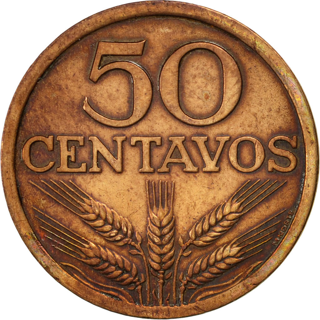 Coin, Portugal, 50 Centavos, 1976, EF(40-45), Bronze, KM:596