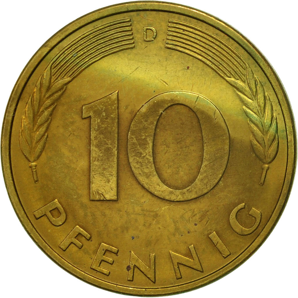Monnaie, République fédérale allemande, 10 Pfennig, 1981, Munich, TTB+, Brass