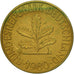 Coin, GERMANY - FEDERAL REPUBLIC, 10 Pfennig, 1980, Stuttgart, AU(50-53), Brass