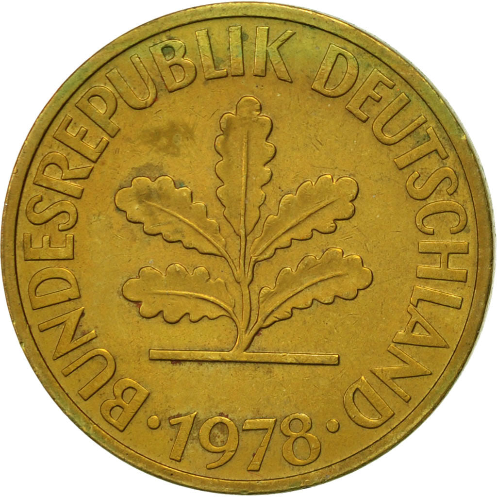 Coin, GERMANY - FEDERAL REPUBLIC, 10 Pfennig, 1978, Stuttgart, AU(50-53), Brass