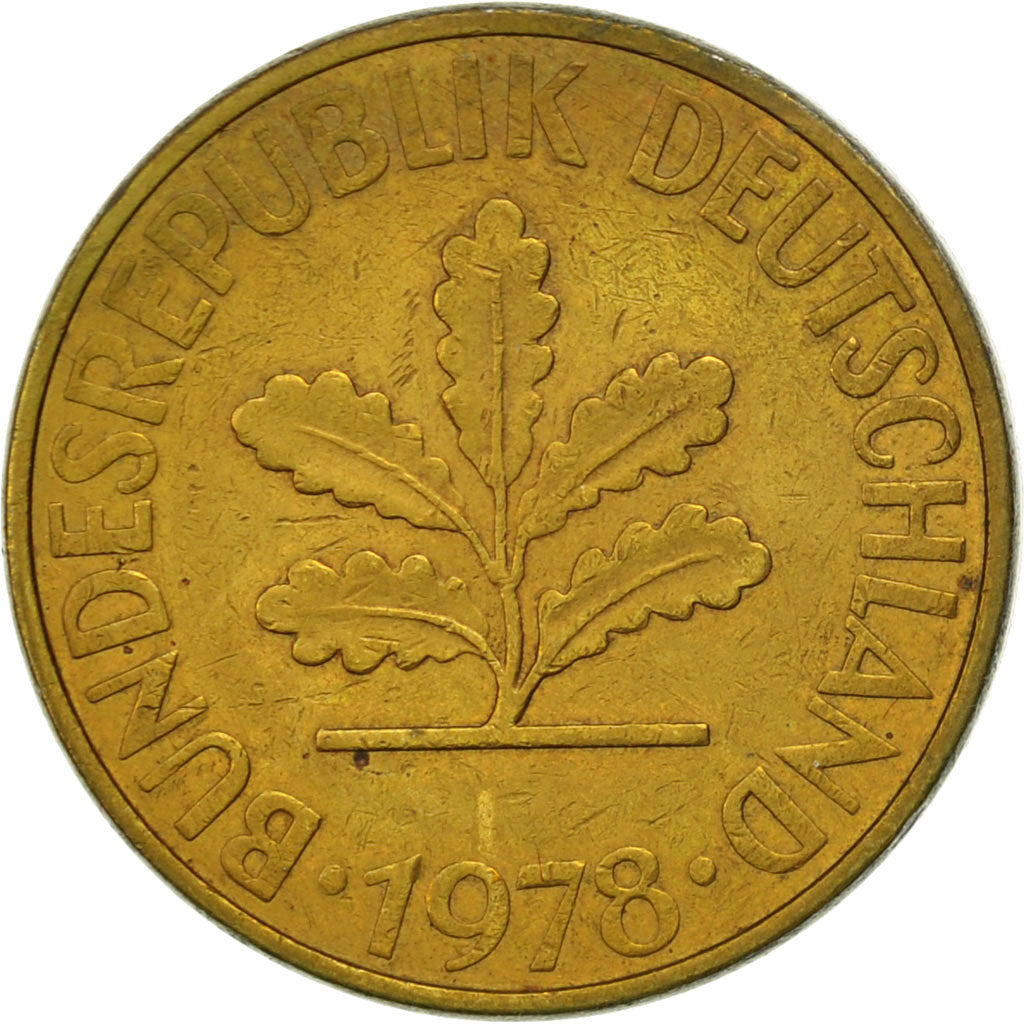 Coin, GERMANY - FEDERAL REPUBLIC, 10 Pfennig, 1978, Hambourg, AU(50-53), Brass