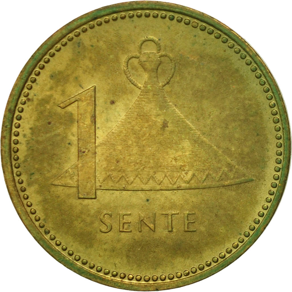 Coin, Lesotho, Moshoeshoe II, Sente, 1985, EF(40-45), Nickel-brass, KM:16