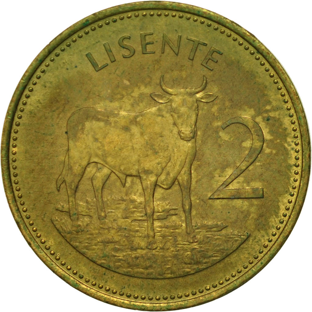 Coin, Lesotho, Moshoeshoe II, 2 Lisente, 1985, EF(40-45), Nickel-brass, KM:17