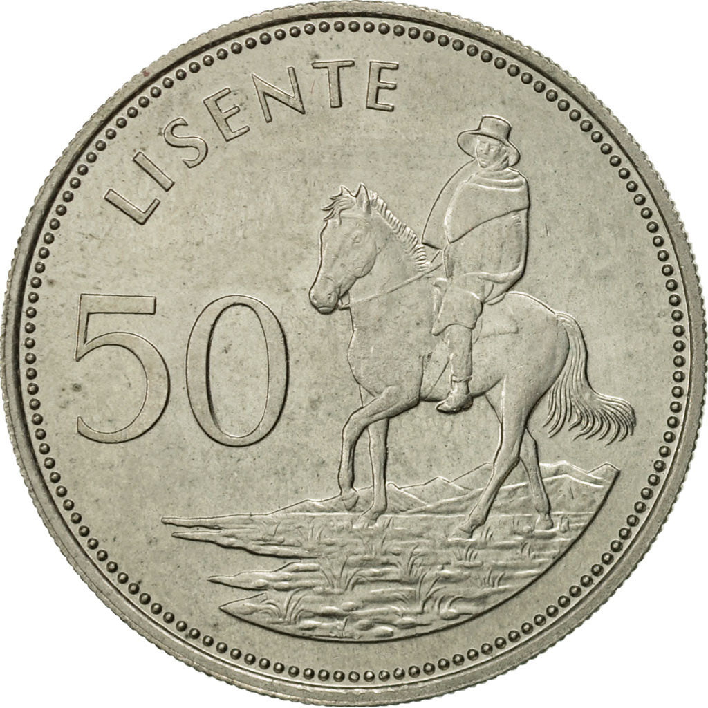 Coin, Lesotho, Moshoeshoe II, 50 Licente, Lisente, 1983, AU(55-58)