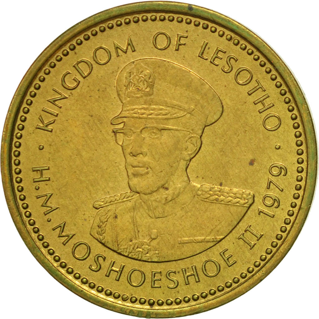 Munten, Lesotho, Moshoeshoe II, Sente, 1979, PR, Nickel-brass, KM:16
