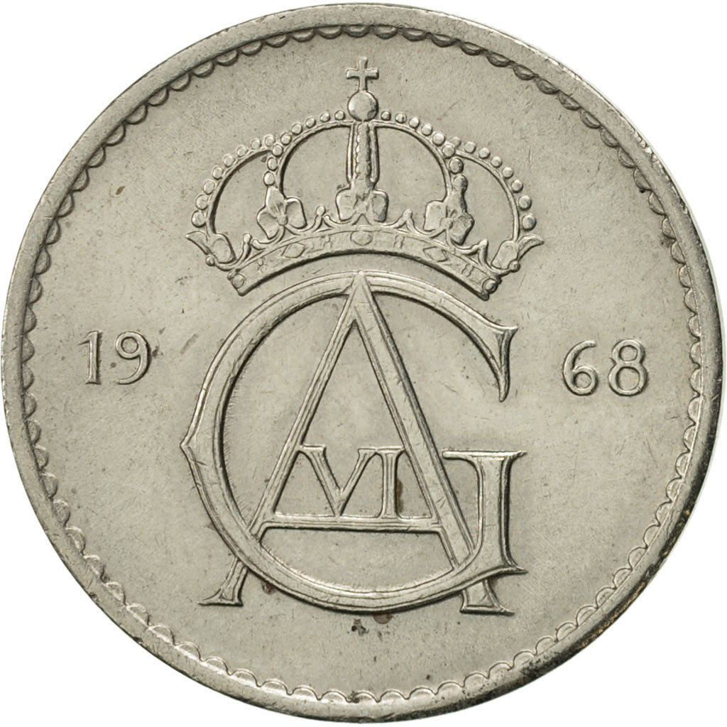 Coin, Sweden, Gustaf VI, 50 Öre, 1968, AU(55-58), Copper-nickel, KM:837