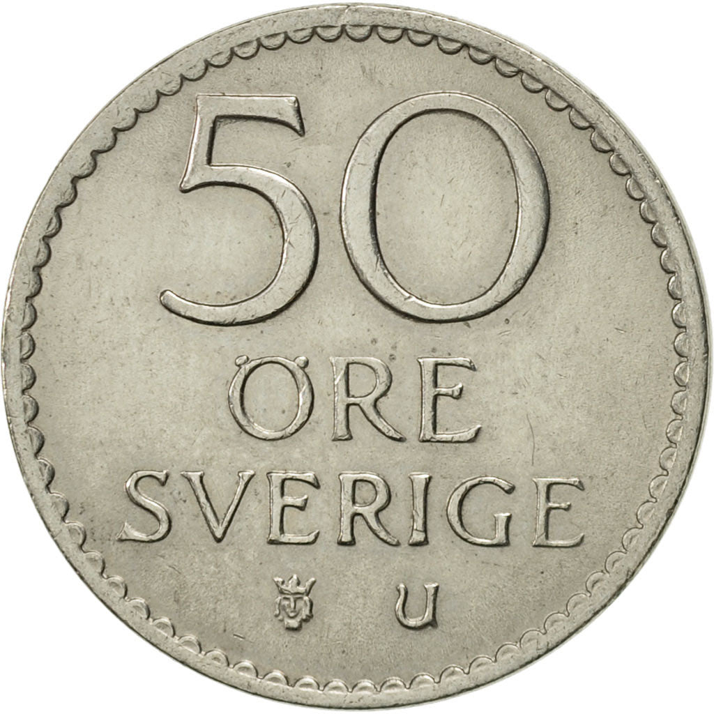 Coin, Sweden, Gustaf VI, 50 Öre, 1968, AU(55-58), Copper-nickel, KM:837