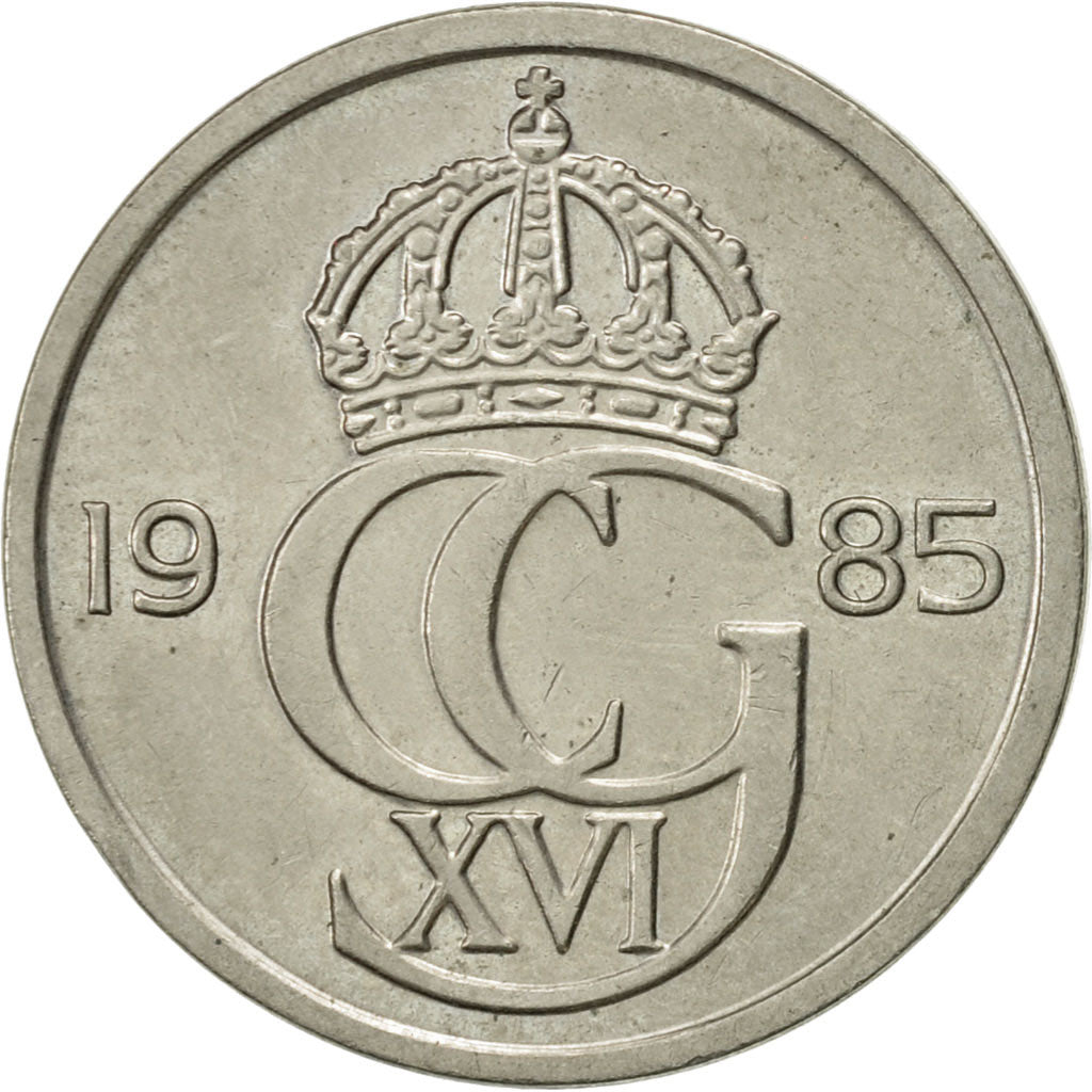Coin, Sweden, Carl XVI Gustaf, 50 Öre, 1985, AU(55-58), Copper-nickel, KM:855