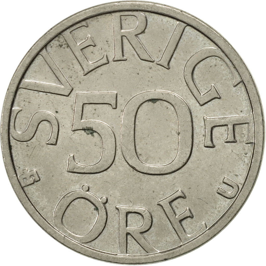 Coin, Sweden, Carl XVI Gustaf, 50 Öre, 1985, AU(55-58), Copper-nickel, KM:855