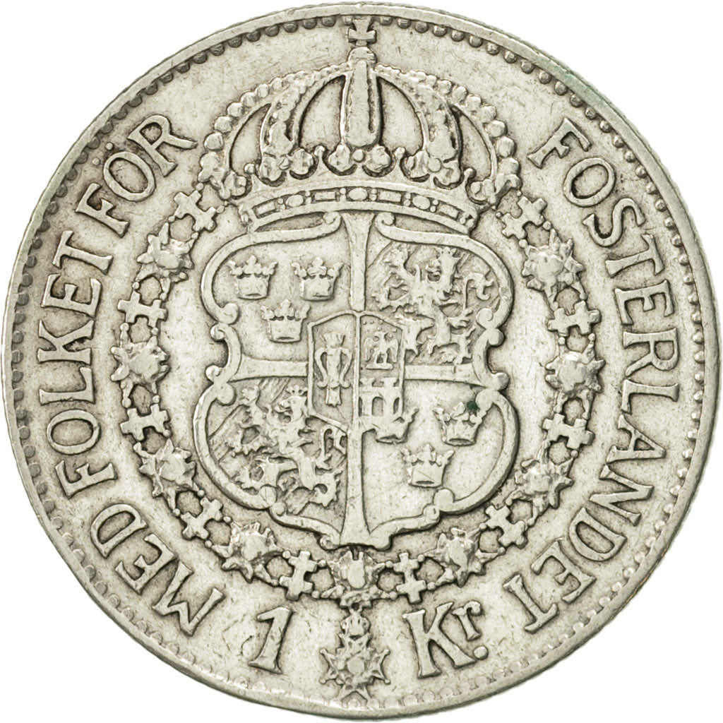 Moneta, Svezia, Gustaf V, Krona, 1933, BB, Argento, KM:786.2