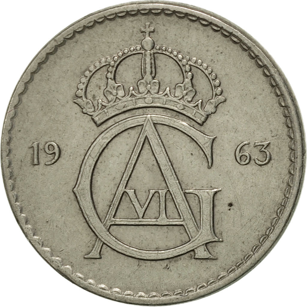 Sweden, Gustaf VI, 10 Öre, 1963, AU(55-58), Copper-nickel, KM:835